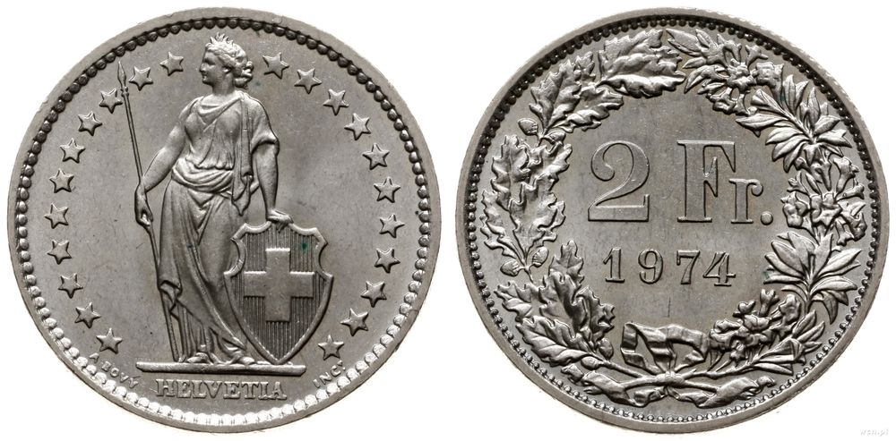 Szwajcaria, 2 franki, 1974