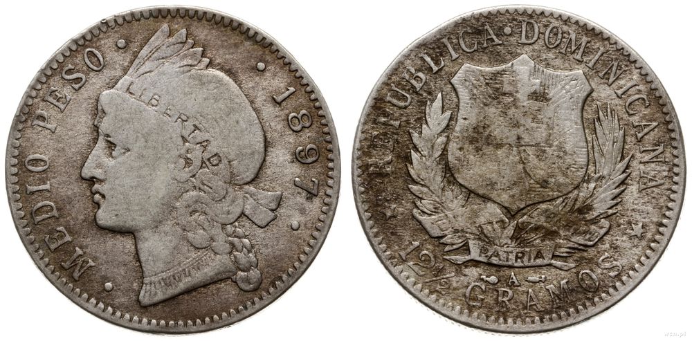 Dominikana, 1/2 peso, 1897 A