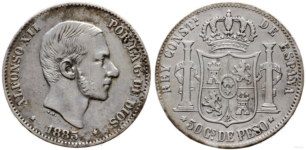 Filipiny, 50 centymów, 1885