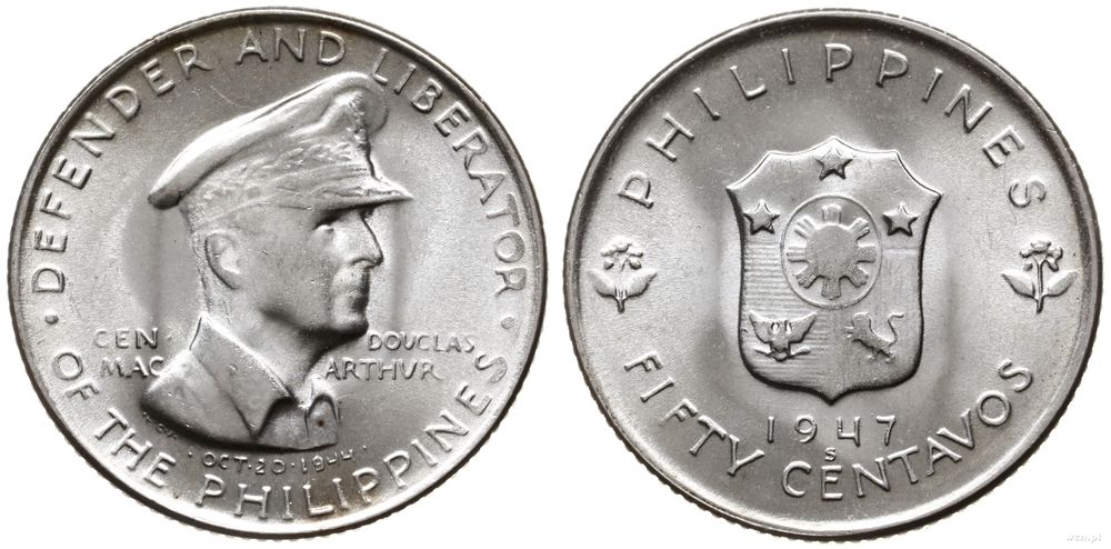 Filipiny, 50 centavos, 1947