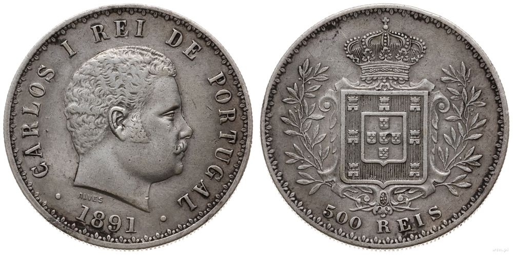 Portugalia, 500 reis, 1891