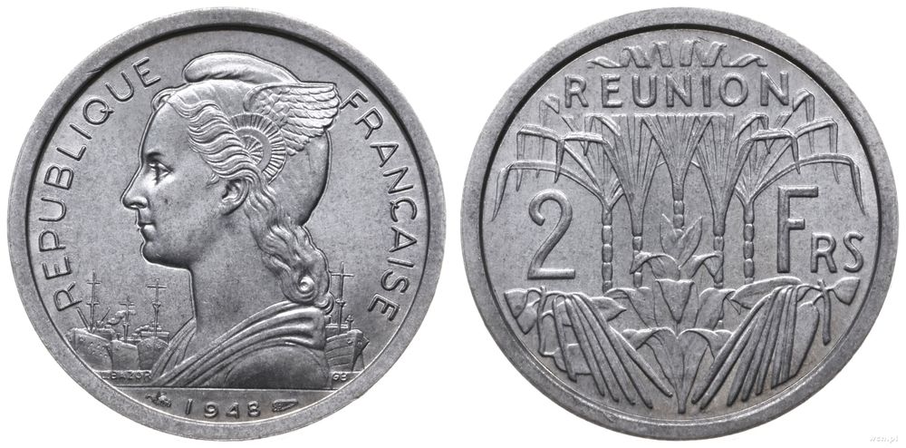 Reunion, 2 franki, 1948