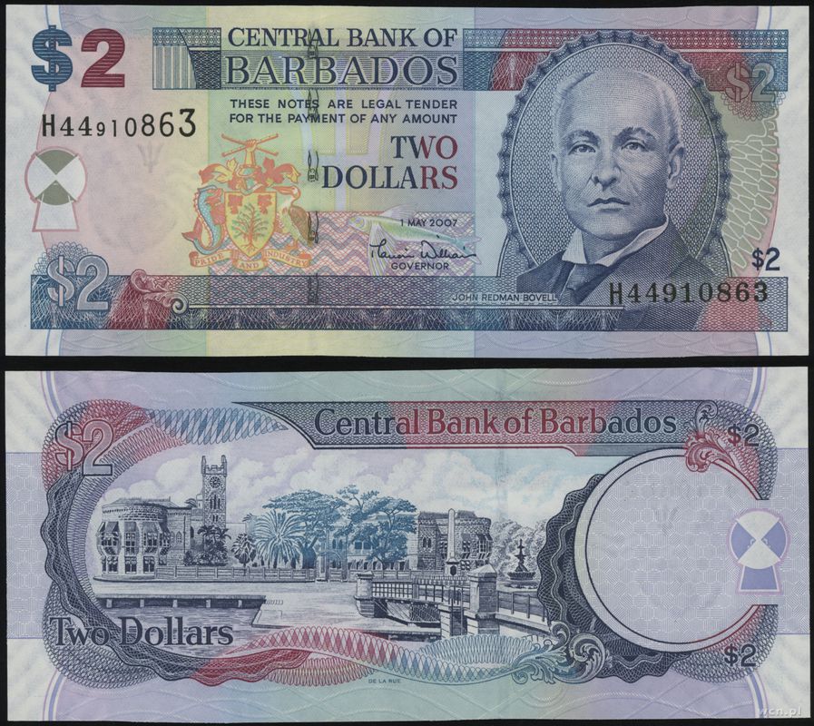 Barbados, 2 dolary, 01.05.2007