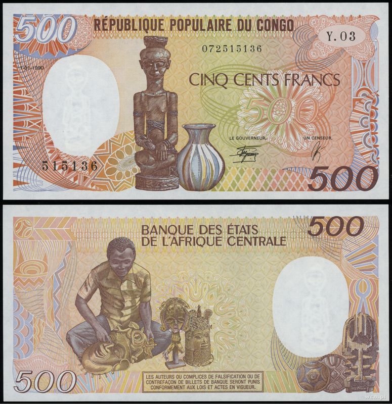 Kongo, 500 franków, 01.01.1990
