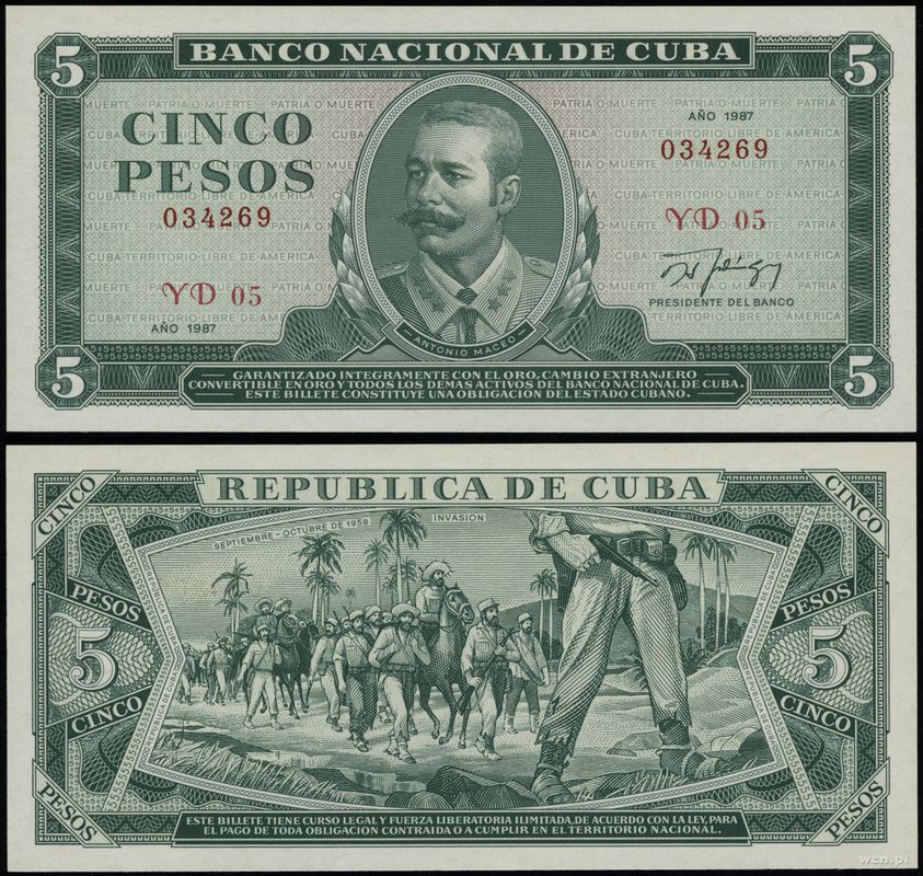 Kuba, 5 pesos, 1987