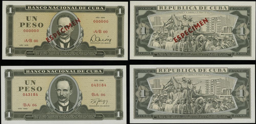 Kuba, zestaw: 2 x 1 peso, 1978, 1988