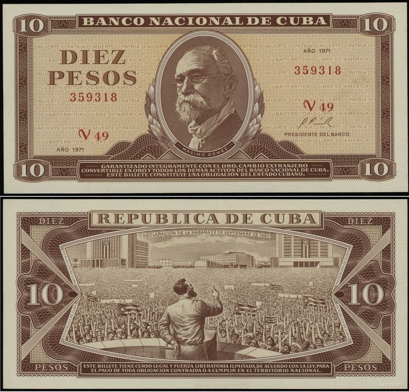 Kuba, 10 pesos, 1971