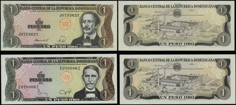 Dominikana, zestaw 2 x 1 peso, 1982, 1988