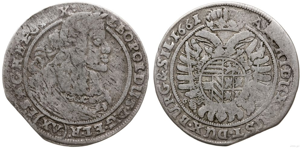 Śląsk, 15 krajcarów, 1661 GH
