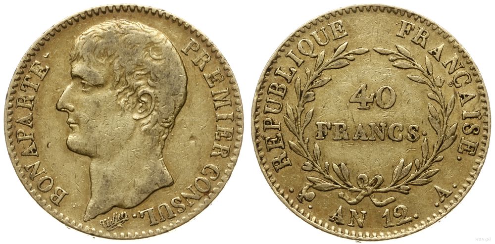 Francja, 40 franków, 1803/1804 A (AN 12)