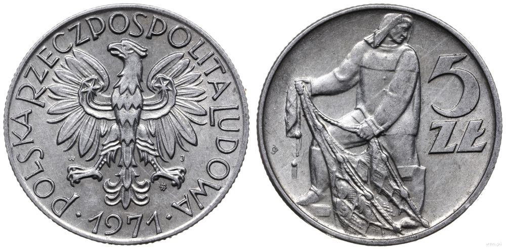 Polska, 5 złotych, 1971