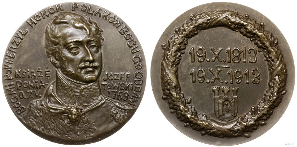 Polska, medal wybity na 100. rocznicę śmierci księcia Józefa Poniatowskiego, 1913