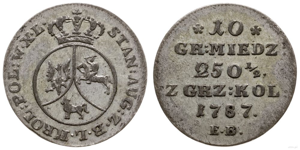 Polska, 10 groszy miedziane, 1787 EB