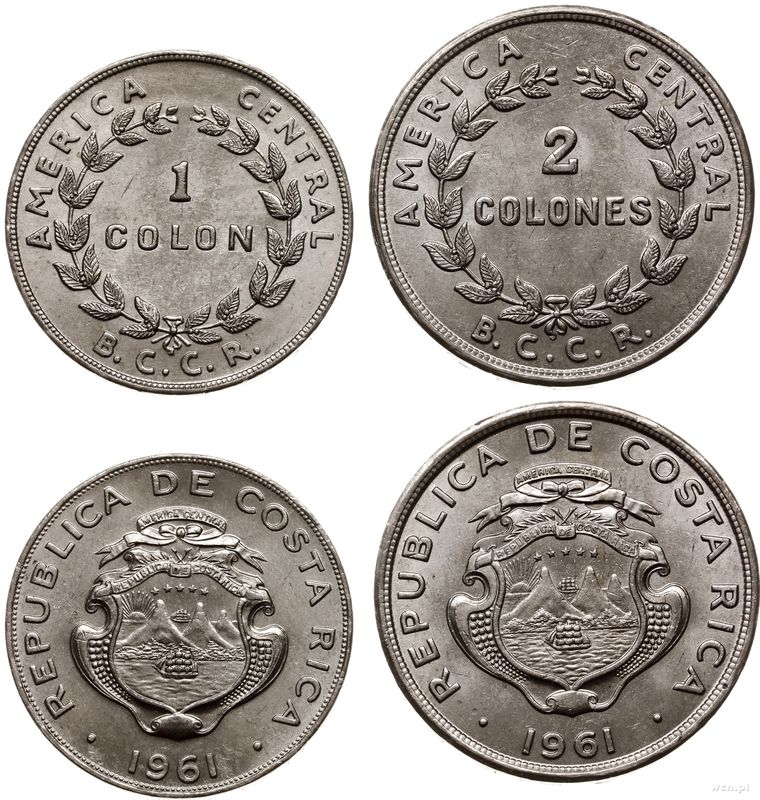 Kostaryka, zestaw 2 monet, 1961