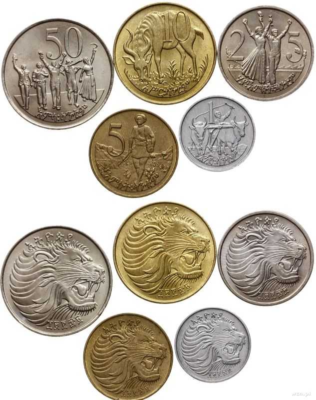 Etiopia, lot 5 monet, 1977 (1969EE)