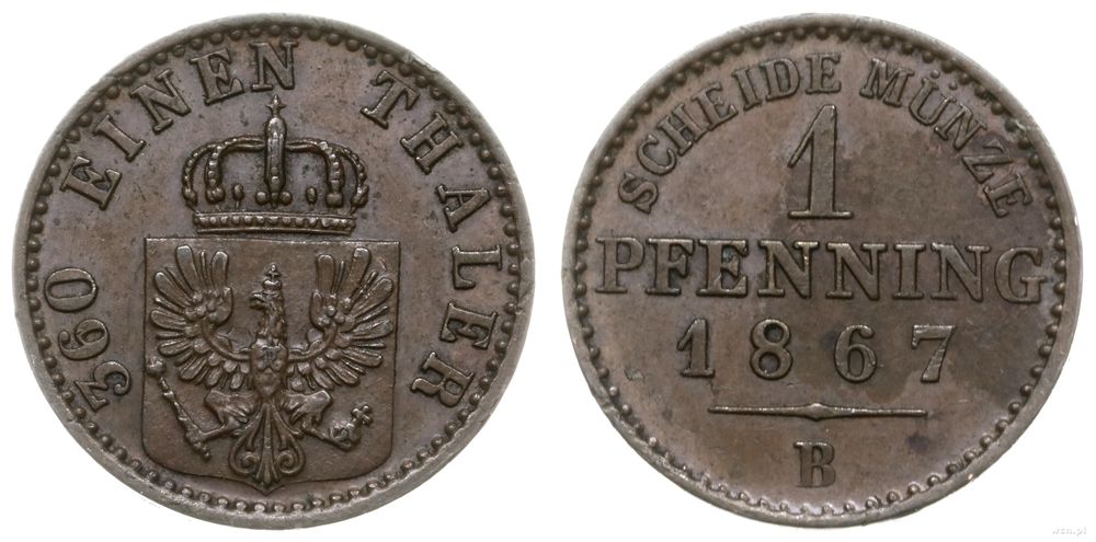 Niemcy, 1 fenig, 1867 B