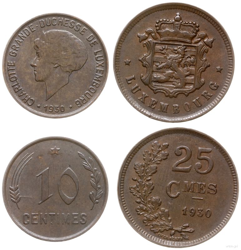 Luksemburg, zestaw 2 monet, 1930