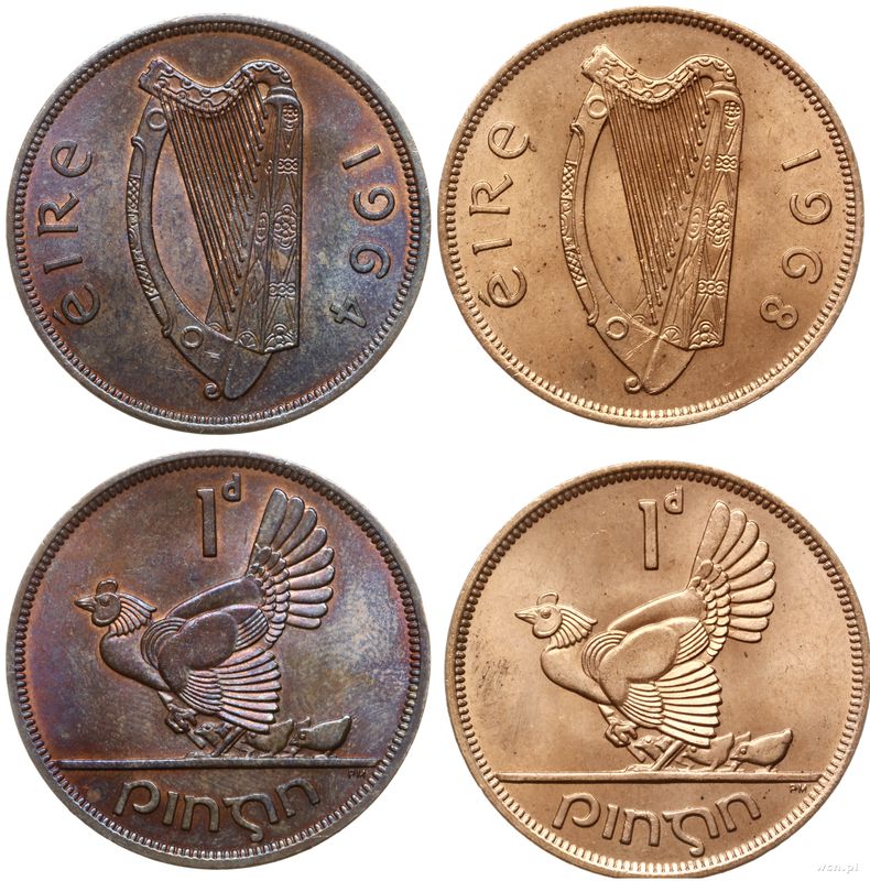 Irlandia, zestaw 4 x 1 pens, 1964, 1965, 1967, 1968