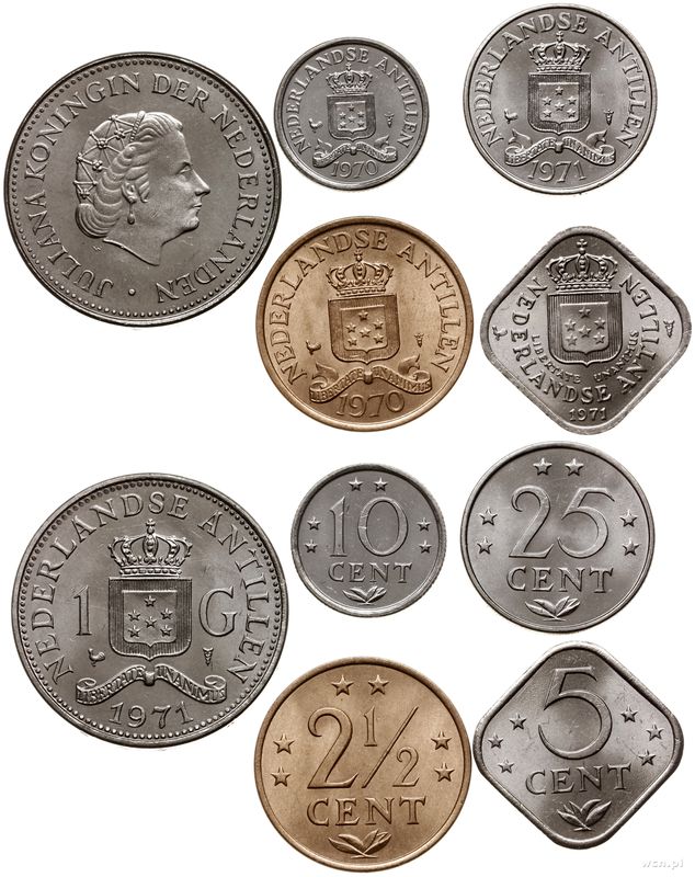 Antyle Holenderskie, zestaw 5 monet
