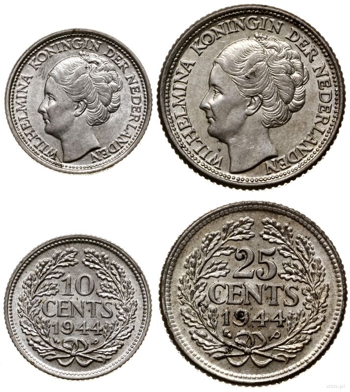 Niderlandy, zestaw 2 monet, 1944