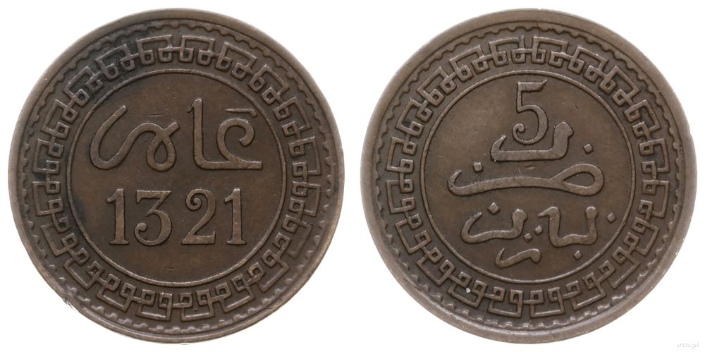 Maroko, 5 mazunas, 1903 (AH 1321)