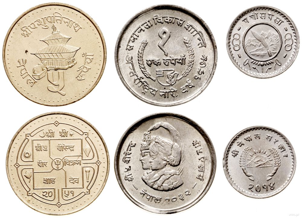Nepal, zestaw 3 monet
