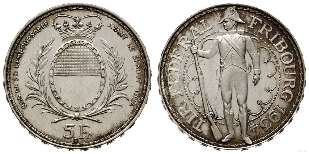 Szwajcaria, 5 franków, 1934