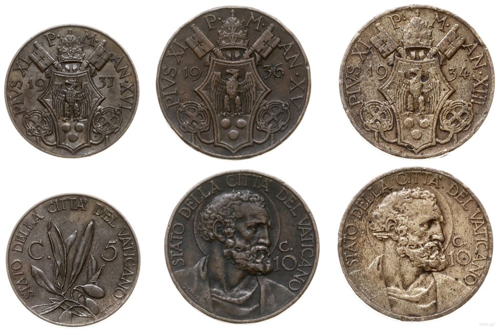 Watykan (Państwo Kościelne), zestaw 3 monet