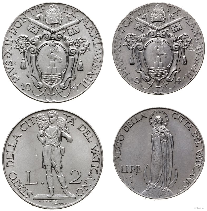 Watykan (Państwo Kościelne), zestaw 2 monet, 1941