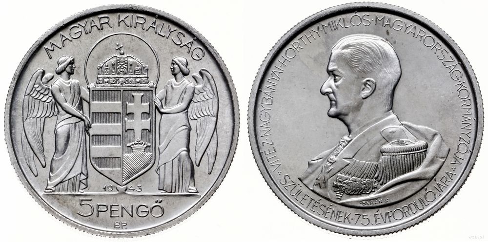 Węgry, 5 pengö, 1943 BP