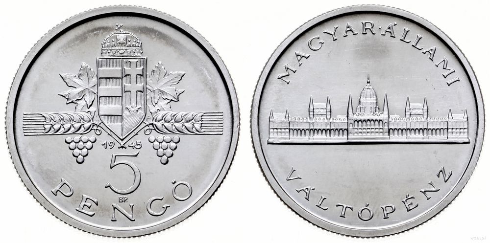 Węgry, 5 pengö, 1945 BP