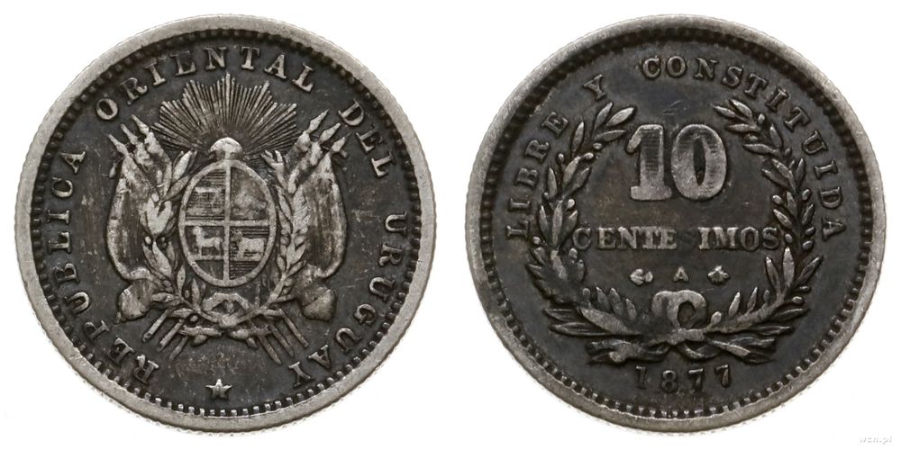 Urugwaj, 10 centesimos, 1877