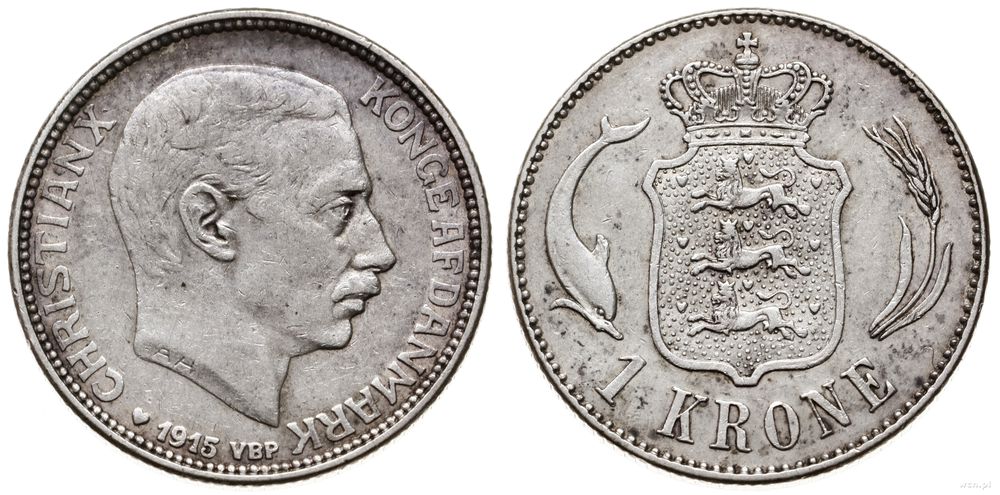 Dania, 1 korona, 1915