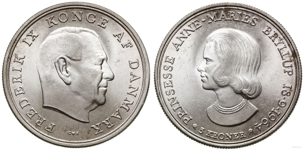 Dania, 5 koron, 1964