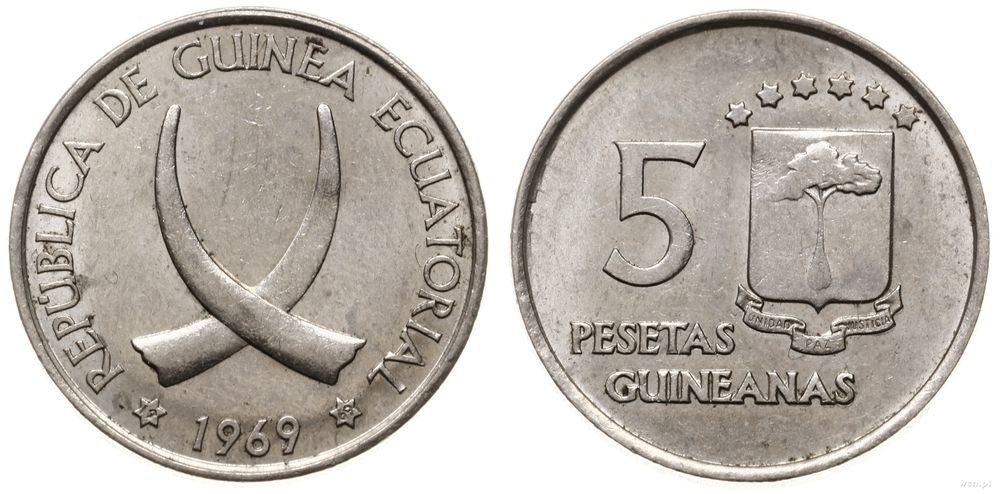 Gwinea Równikowa, 5 peset, 1969