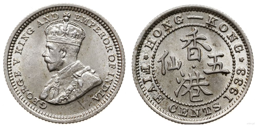 Hong Kong, 5 centów, 1933