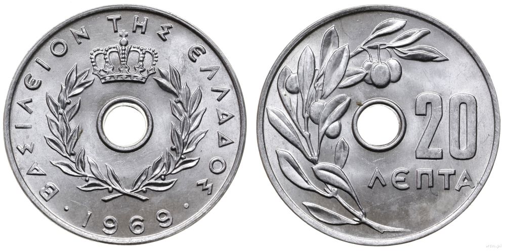 Grecja, 20 lepta, 1969