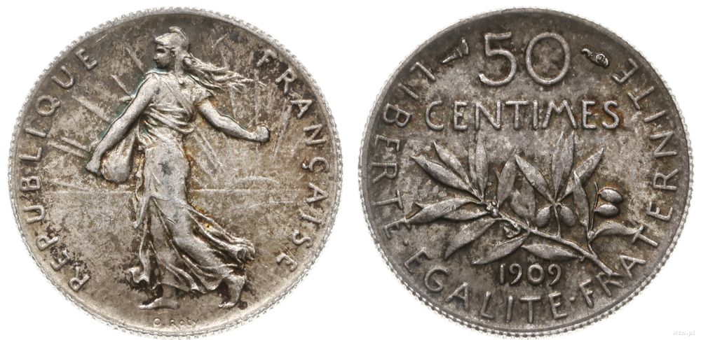 Francja, 50 centymów, 1909