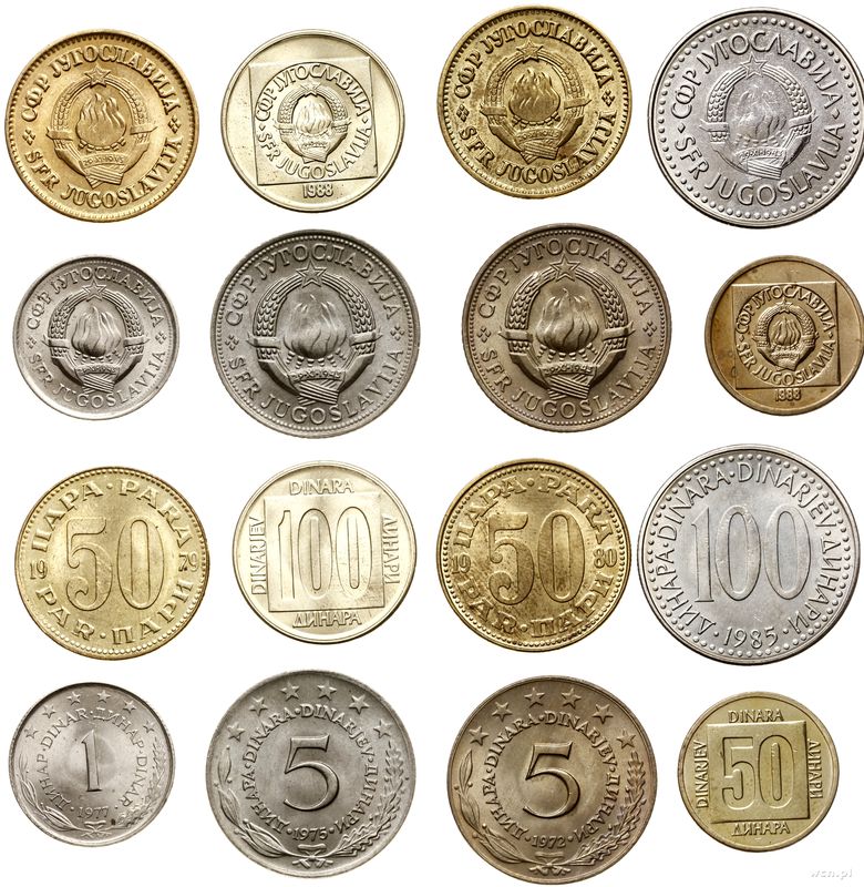 Jugosławia, zestaw monet