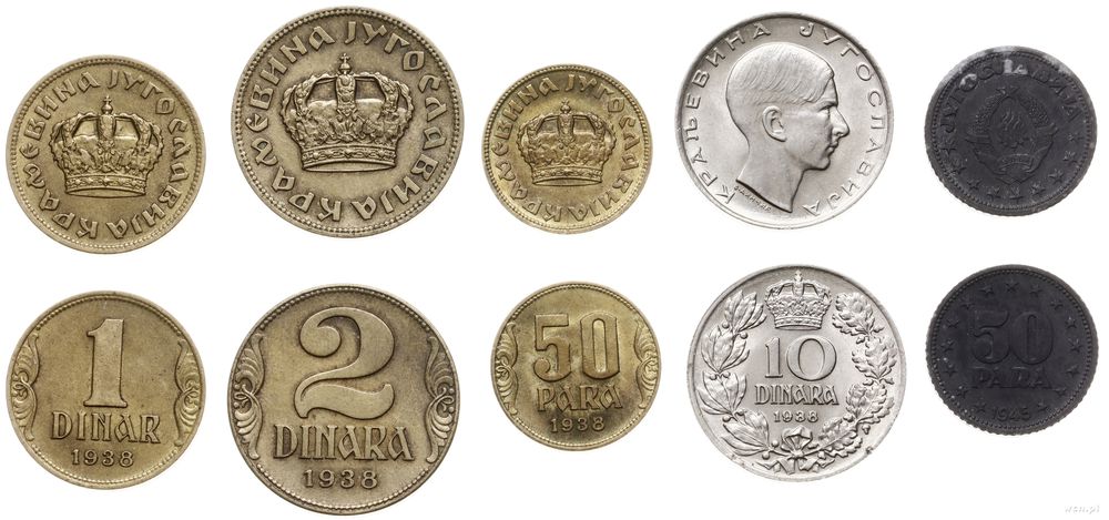 Jugosławia, zestaw 5 monet