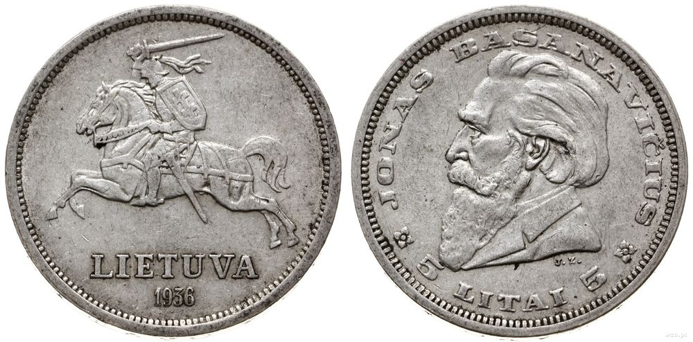 Litwa, 5 litu, 1936