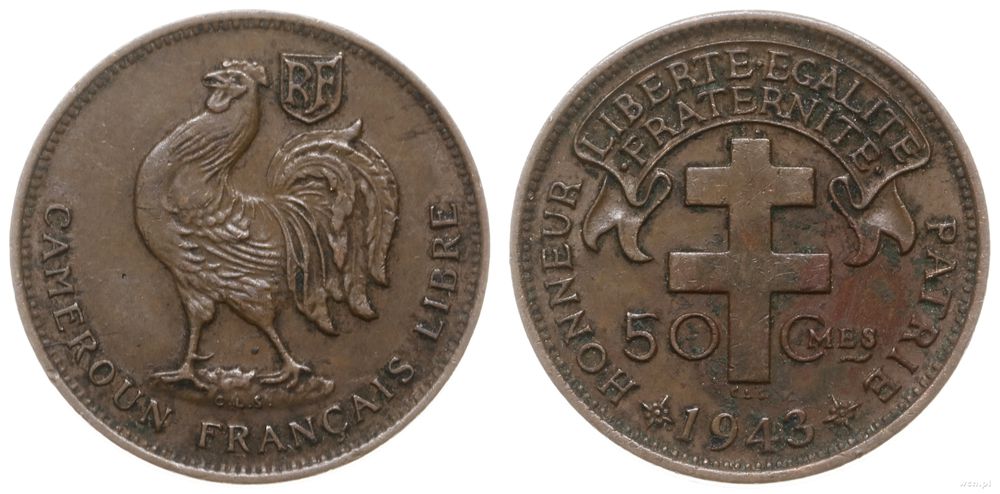Kamerun, 50 centymów, 1943