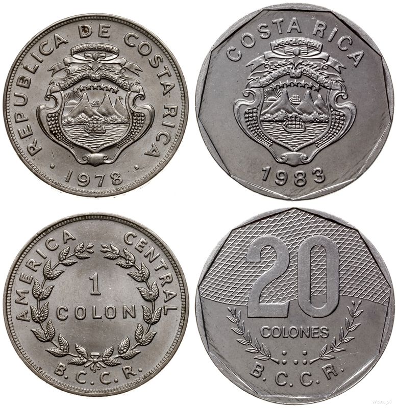 Kostaryka, zestaw 2 monet