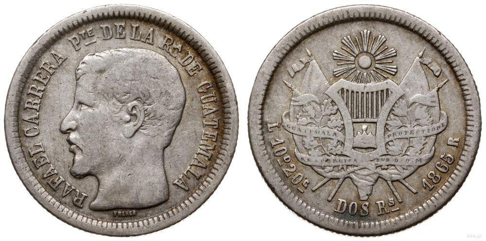 Gwatemala, 2 reale, 1865