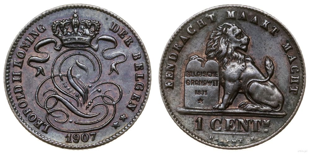 Belgia, 1 centym, 1907