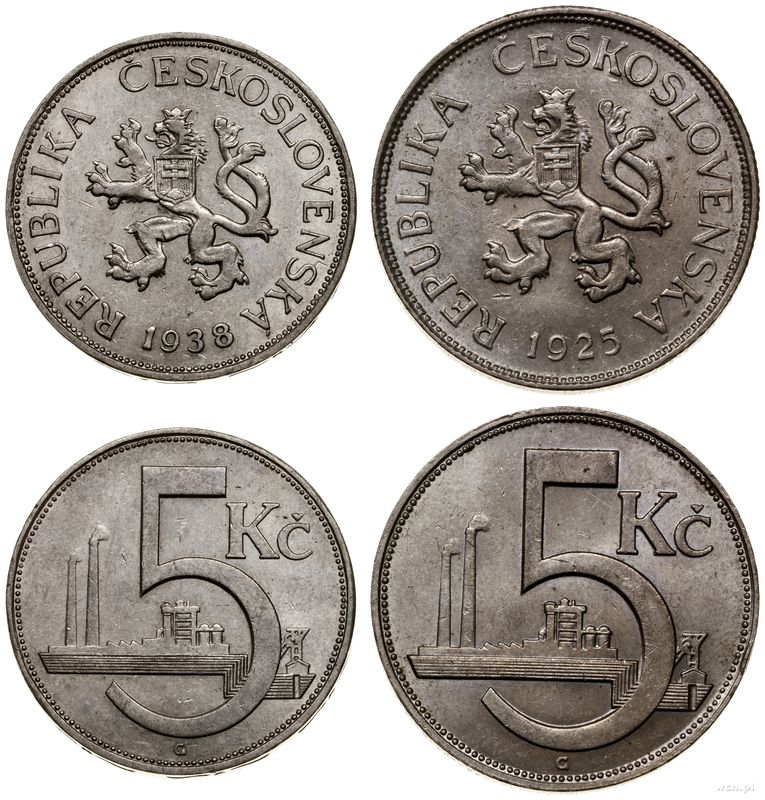 Czechosłowacja, zestaw 2 x 5 koron