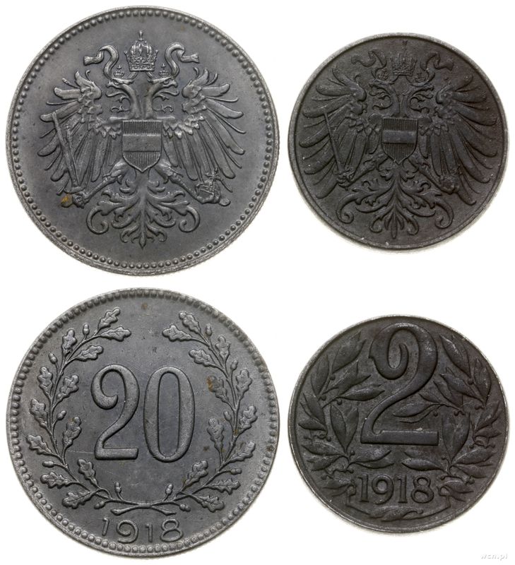 Austria, lot 2 monet, 1918