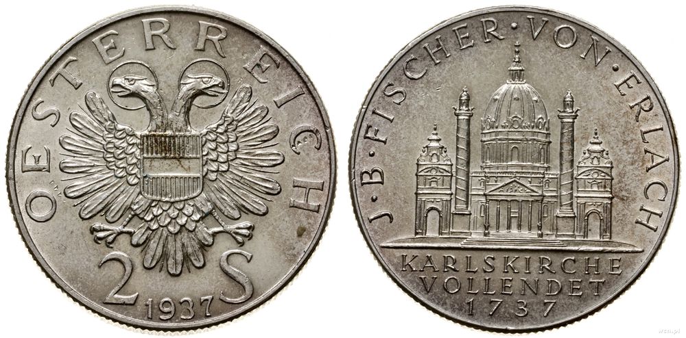 Austria, 2 szylingi, 1937