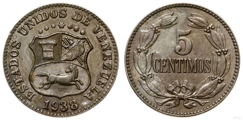 Wenezuela, 5 centymów, 1938