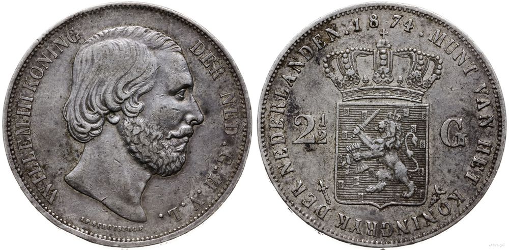 Niderlandy, 2 1/2 guldenów, 1874